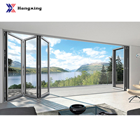 Porte pliante en aluminium noir à double vitrage, porte de patio pliante moderne, utilisation intérieure et extérieure