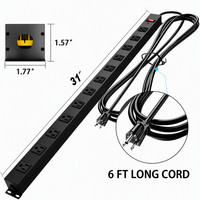 Multiprise anti-surtension 12 prises en métal 1800J, montable, robuste, pour armoire PDU, prises et fiches, articles électriques commerciaux