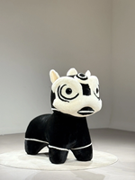 Fauteuil de loisirs écologique motif Danse du Lion Chinois, avec accents en coton et flanelle nuage, motif animal de dessin animé, pour la maison et le salon