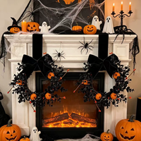 Décorations fantômes et citrouilles à suspendre, décoration de porte pour la maison, couronne d'Halloween pour le Festival des Fantômes
