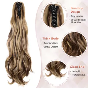 Extensiones de Cola de Caballo de Acero Inoxidable Sintético, 22 Pulgadas de Largo, Onduladas, con Clip, Duraderas y Reutilizables para Mujeres y Niñas - Product Image 4