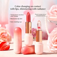 Ensemble de 3 rouges à lèvres floraux transparents en gelée, teinte à lèvres changeante de couleur selon la température et gloss hydratant pour femme, idéal comme cadeau