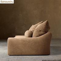 Canapé en cuir moderne à accoudoirs incurvés, canapé surdimensionné rembourré en tissu moelleux, canapé de luxe pour salon, meubles d'intérieur pour villa