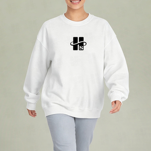 Felpa girocollo oversize da <span class=keywords><strong>donna</strong></span> in cotone pesante a tinta unita con doppia linea, spalle scese, casual per tutti i giorni - Product Image 2