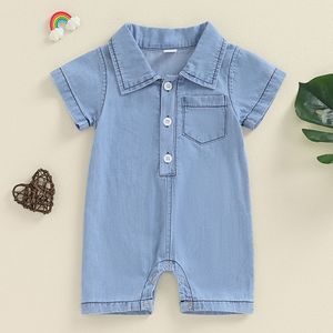 Body de Bebé para Niño, Color Azul Claro, Manga Corta, Cuello Solapa, Traje de una Pieza con Botones <span class=keywords><strong>a</strong></span> Presión - Product Image 2