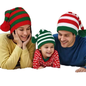 Gorro <span class=keywords><strong>de</strong></span> Punto con Estampado Digital, Estilo Europeo Americano, con Cola Larga y Bola <span class=keywords><strong>de</strong></span> Pelo, <span class=keywords><strong>para</strong></span> Hombre y Mujer, Regalo <span class=keywords><strong>de</strong></span> Navidad, Decoración - Product Image 1