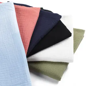 % 100% pamuk çift katmanlı krep giysi kumaş: çok renkli isteğe bağlı pileli dokulu kumaş pijama gevşek kumaş