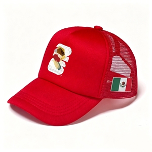Casquette de camionneur Mexique 5 panneaux en maille respirante, motif géométrique, boucle métallique, 100% polyester, style vintage sportif pour événements 2026 - Product Image 3