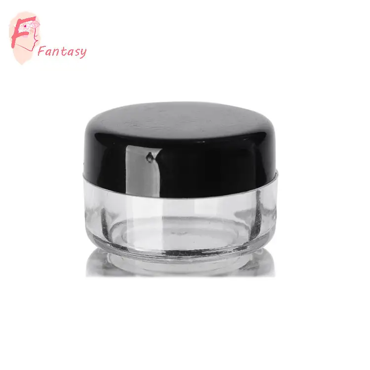 food grade PS plastic small size transparent mini cream jar with black lid sets 5g 10g 15g 20g