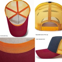 Casquette Trucker Personnalisée 5 Panneaux, Dos en Maille Trois Tons, Chapeau Snapback OEM, Streetwear Urbain, Faible MOQ