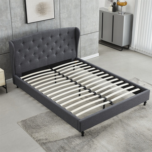 Ensemble de literie en tissu pour chambre <span class=keywords><strong>à</strong></span> coucher, cadre de lit en bois <span class=keywords><strong>à</strong></span> <span class=keywords><strong>lattes</strong></span>, base de lit rembourrée - Product Image 5