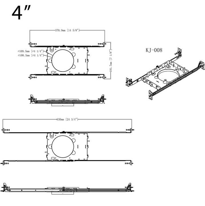Tellegloww 50 Pcs New Construction Mounting Plate 3/4/6 Inch LED Recessed Lighting Kits Shallow Recessed Lighting Housing Flat Steel Rough In Bracket - View #13