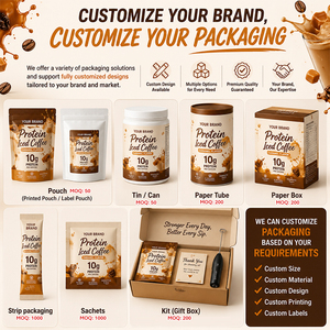 Café Instantáneo Alto en Proteínas con Proteína <span class=keywords><strong>de</strong></span> Suero, Aceite MCT y Prebióticos - Café Helado con Proteínas Sabor Caramelo, Bebida Energética Sin Azúcar - Product Image 3