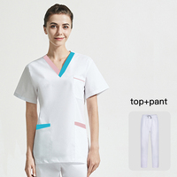 Couleur assortie clinique dentaire costume de travail unisexe gommages médicaux hauts + pantalons toilettage pour animaux de compagnie uniformes de soins infirmiers pharmacien vêtements de travail