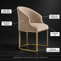 Chaise de salle à manger moderne de luxe dorée Now Design, en métal, acier inoxydable, dossier en PU, mobilier de salle à manger, chaise de maison