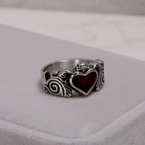 Heart Shaped <b>Titanium</b> Steel <b>Ring</b> With Resin Inlay Bezel Setting Unisex Fashion Jewelry Gift SA367 - Product Image 3