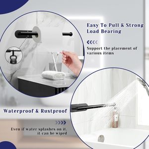Support <span class=keywords><strong>mural</strong></span> auto-adhésif en acier inoxydable noir pour essuie-tout, fixation sans perçage pour cuisine, salle de bain, évier, garde-manger, réfrigérateur - Product Image 4