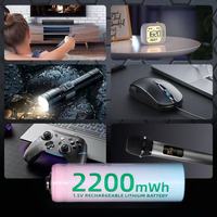 Pilas AA Recargables de 1.5V y 2200mWh con Cátodo de LiNiMnCoO2, 1000 Ciclos, -20-60°C, 18g, Modelo AA-1.5V-2200mWh, Compatible con OEM/ODM