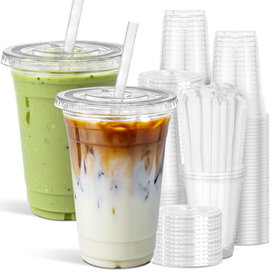 Vasos Desechables de Plástico PET Transparente de 16oz con Tapa, Personalizados con Logotipo, Impresión Digital para Café Helado, Matcha y Bebidas Frías - Product Image 1