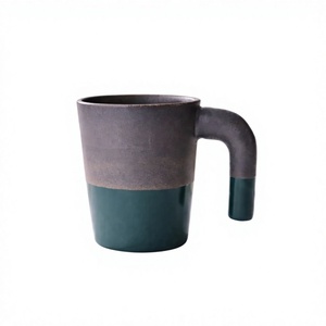 Tasses à café en céramique bicolores gris mat et turquoise, design minimaliste, grande capacité, compatibles lave-vaisselle et micro-ondes, pour usage domestique SAFA - Product Image 1