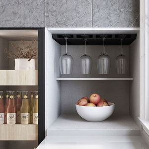 Tavolo da Pranzo con Cassetti per Stoviglie e Dispensa, Mobili Lucidi Grigio Antracite, Arredamento per Sala da Pranzo in Pakistan, <span class=keywords><strong>Cucina</strong></span> di Pechino - Product Image 6