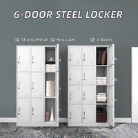 Casier de rangement en acier moderne à 6 portes avec étagères réglables pour l'école, la salle de sport, la maison, le bureau, l'hôpital