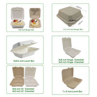 Boîte à lunch jetable 9 pouces à trois compartiments 100 % biodégradable en pulpe de canne à sucre, résistante, imperméable et anti-graisse pour plats à emporter et pique-niques