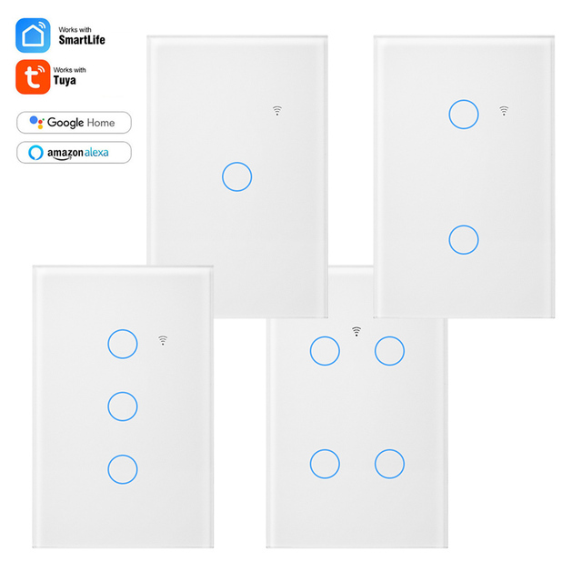 Mvava 118 US Type Glass Panel Wifi Zigbee Smart Home Wifi Light Controls Interruptor Inteligente Tuya Electric Touch Wall Switch