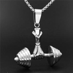Collier pendentif haltère de musculation pour hommes et femmes, idéal pour le sport et les motards - Vente en gros - Product Image 4