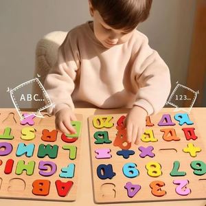 Rompecabezas de Madera con Letras y Números del Alfabeto, Montessori 3D, Juguete Educativo para el Reconocimiento de Formas, Venta al Por Mayor - Product Image 2
