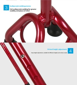 Bastón de Apoyo Cuádruple Ligero de Aluminio <span class=keywords><strong>RUFU</strong></span> RF1101, Muletas Médicas con Mango de Plástico para Personas Mayores - Product Image 3