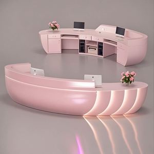 Semi Circular Modern Solid Wood Reception Counter Hotel Lobby Beauty Salon Bar <b>Simple</b> Cashier <b>Desk</b> - Product Image 3