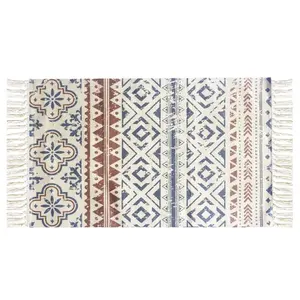 באיכות גבוהה boho קטן custom יד כותנה מצויץ ארוג שטיח מרוקאי רב צבע פיקניק שטיח