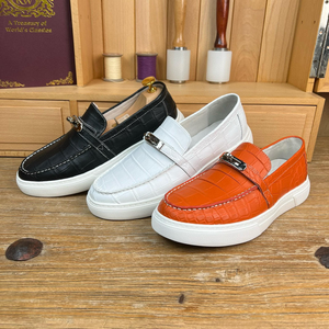 Factory Direct Custom Orange Crocodile <b>Leather</b> <b>Sneakers</b> – Men's Business Casual Exotic Shoes with Comfortable Outsole | OEM Serv - Product Image 6