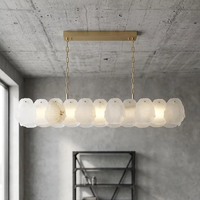 Lustre de plafond moderne de luxe pour cuisine, en marbre d'albâtre décoratif, rectangulaire, pour salle à manger et salon, luminaires suspendus