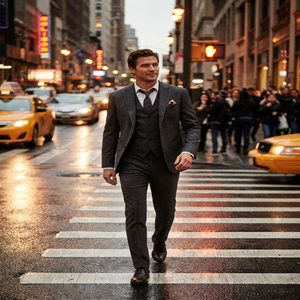 Costume d'affaires 5 pièces sans plis pour <span class=keywords><strong>homme</strong></span>, coupe ajustée, <span class=keywords><strong>tenue</strong></span> professionnelle complète pour les voyages - Product Image 4