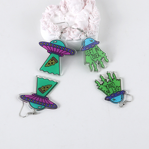 Hipérbole parodia universo colgante resina pendientes coloridos Radial UFO Aliens <span class=keywords><strong>boca</strong></span> letra acrílico gota pendientes moda - Product Image 5