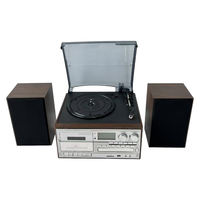 Système de tourne-disque rétro en bois personnalisable en usine, 7 en 1, 3 vitesses, vinyle, CD, cassette, enregistreur, radio FM, USB, SD, haut-parleur