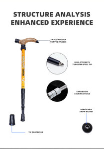 <span class=keywords><strong>Bastones</strong></span> de <span class=keywords><strong>Trekking</strong></span> de 4 Secciones con Mango de Madera, <span class=keywords><strong>Bastones</strong></span> de Senderismo de Aluminio de Aviación 6061, Altura Ajustable, <span class=keywords><strong>Bastones</strong></span> de Escalada de Montaña - Product Image 3