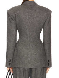 <span class=keywords><strong>Blazer</strong></span> in Lana di Alta Qualità per Donna, Lusso Discreto, Tessuto Autunno 2025, Nuovo Modello con Ricamo a Mano, Monopetto, Vita Stretta, Cappotto Grigio - Product Image 3