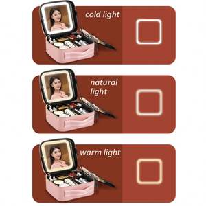 Custom Female Cosmetic case Bag With LED <b>Light</b> <b>Mirror</b> Large Capacity Travel Portable Cosmetic Bag Desktop <b>Makeup</b> Case Box - Product Image 4