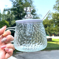 2025 nouveauté ours couvercle tasse à la main en verre bouteille d'eau tasse à café thé jus tasse avec cuillère ménage verres coffret cadeau