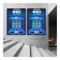 Boîte Lumineuse LED Cadre Clic A1 A2 A3 A4, Cadre d'Affiche en Verre Trempé pour Menus de Restaurant, Enseigne Publicitaire LED