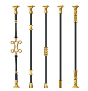 Fournisseurs de premier plan, rampes d'escalier en aluminium de couleur laiton, designs modernes, rampes d'escalier en fer forgé plaquées or de luxe - Product Image 2