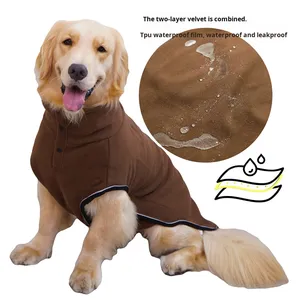 Chaleco Impermeable de Polar para Perros Grandes, Abrigo Cálido para Mascotas, Ropa de Invierno para Exteriores, Diseño sin Cordones, Ajuste Ajustable en el Pecho - Product Image 3