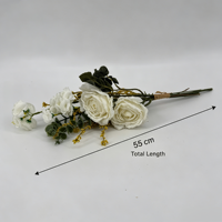 Bouquet artificiel mixte de 55 cm, noué à la main, en tissu froissé, fausse composition florale pour mariage et décoration intérieure, vente en gros usine