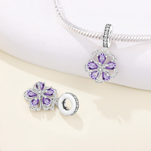 Cross-border spot white <b>copper</b> non-fading flower pendant, original niche high-end DIY <b>bracelet</b> accessory - Product Image 6