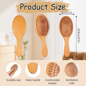 Brosse à cheveux massante pour femme, en poils naturels, pour le massage du cuir chevelu – Nouvelle collection tendance - Product Image 6