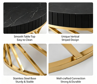 Table basse ronde élégante avec base en acier inoxydable et plateau miroir noir, table de salon, table de centre pour hôtel, meubles d'appartement