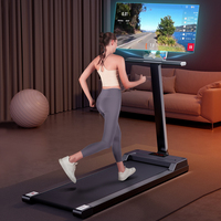 Tapis de marche sous bureau 6 km/h avec télécommande, accoudoir pliable, support téléphone, capacité 100 kg, pour entraînement cardio à domicile